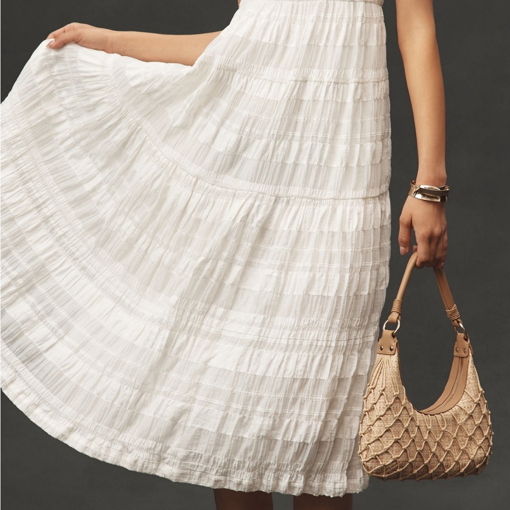 Anthropologie White Tiered Maxi Dress